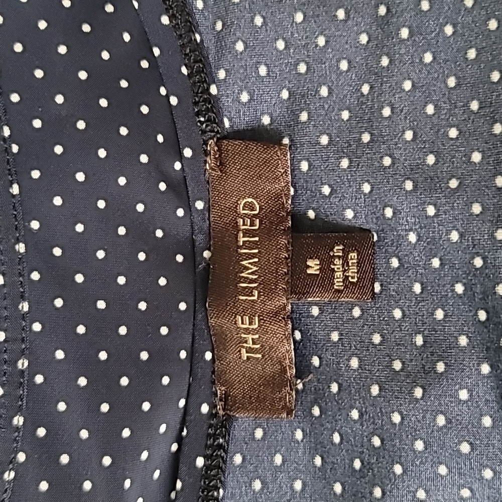 Lightweight Denim Skirt Dress, Polka Dot Stretchy Top, Navy Color, Size M - Picture 7 of 7
